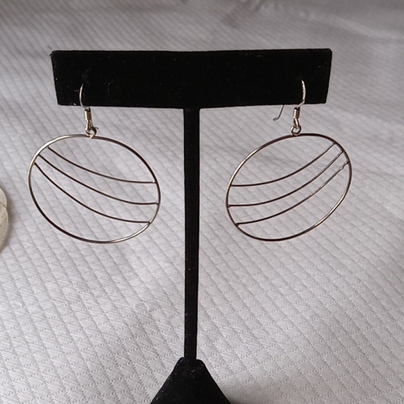 FREE W BUNDLE!Earrings, Sterling, Handmade, Abstract, Stamped Wires - Picture 2 of 4